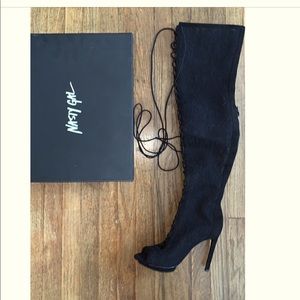 Thigh high lace, lace up, boots! Never worn, BRAND NEW 🖤